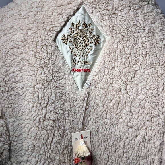 NWT JOHNNY WAS Peony Jacquard Coat with Sherpa Trim and Pomp-pomp Tassels M - Picture 9 of 9
